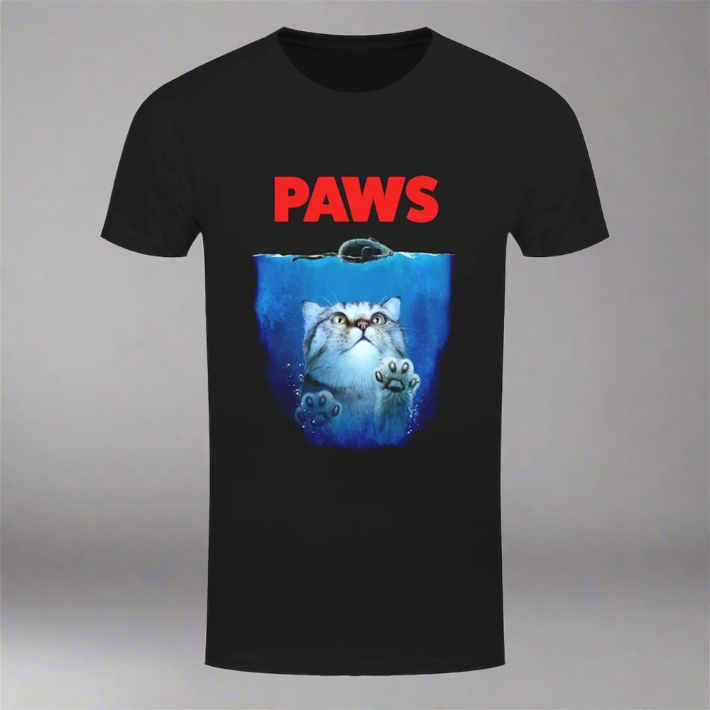 Paws Black Heavyweight Unisex Crewneck T-shirt