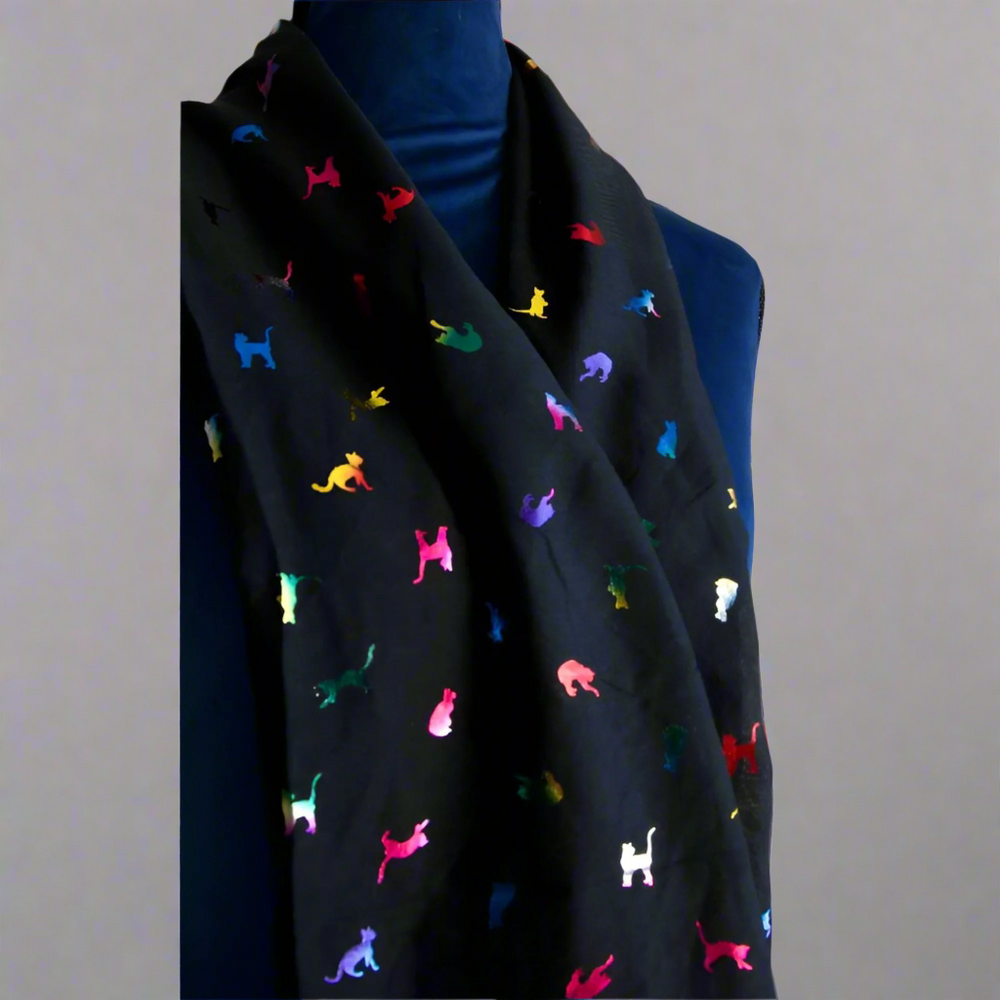 Multicolour Biccari Rainbow Cat Foil Scarf