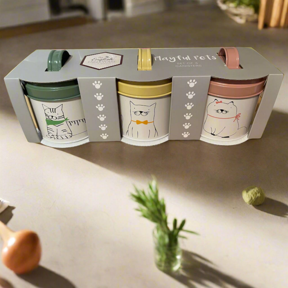 Set of 3 Playful Pets Storage Jars