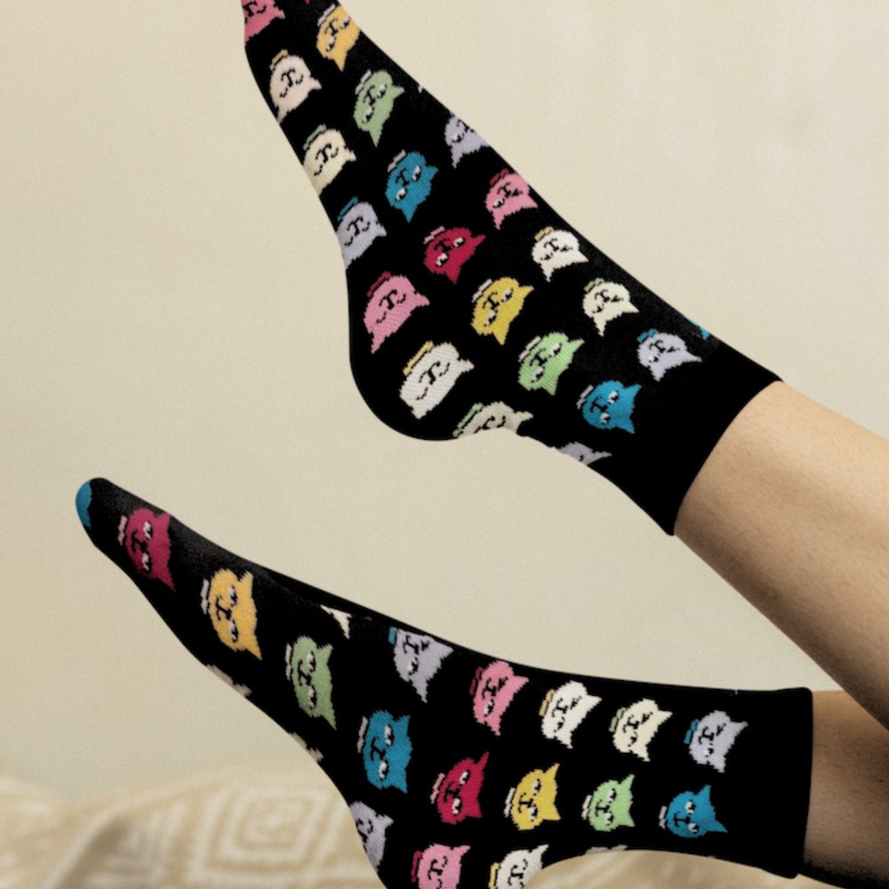 Multicolour Cat Faces Cat Socks