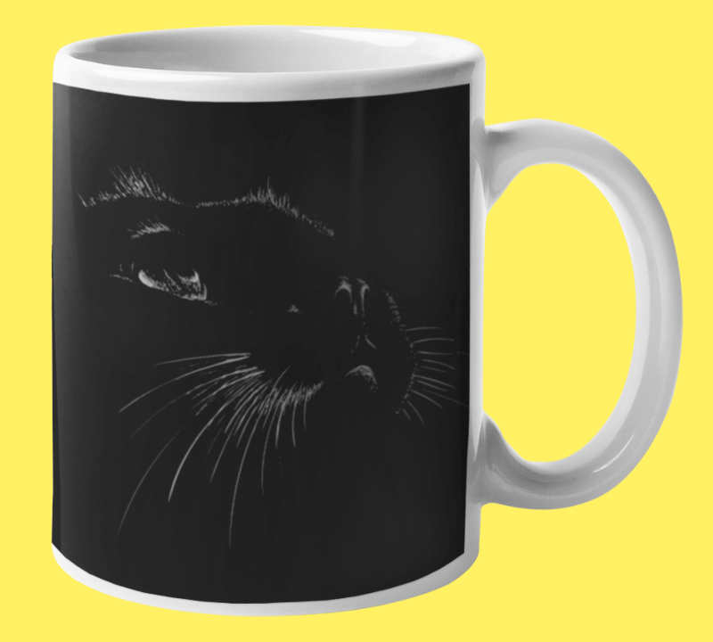 Black Magic Cat Mug and Matching Card Gift Set