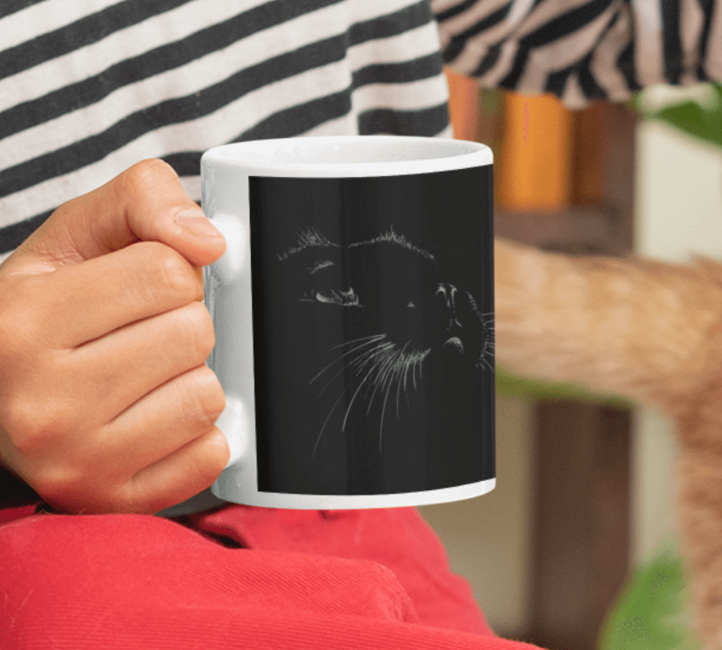 Black Magic Cat Mug and Matching Card Gift Set