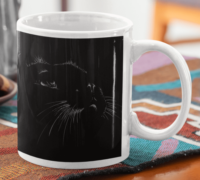 Black Magic Cat Mug and Matching Card Gift Set