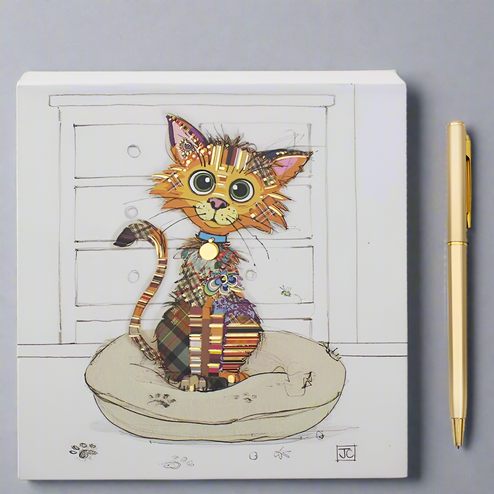 Bug Art Kimba the Kitten Square Memo Pad Block and Pen Gift Set