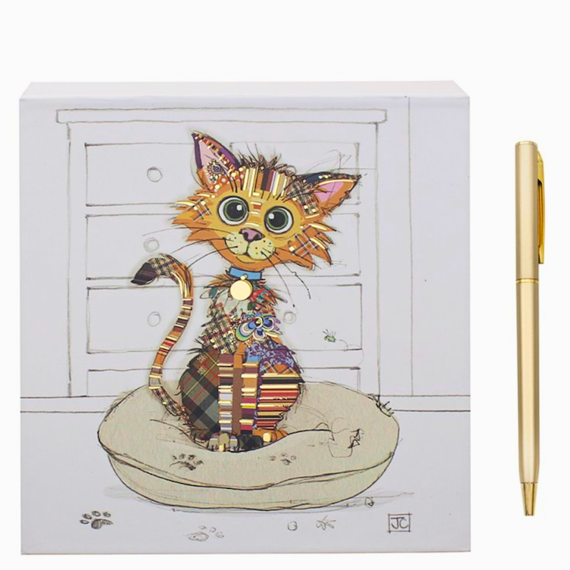 Bug Art Kimba the Kitten Square Memo Pad Block and Pen Gift Set