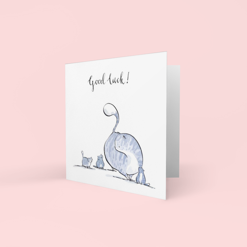 Good Luck Cat Greeting Card by Holly Surplice