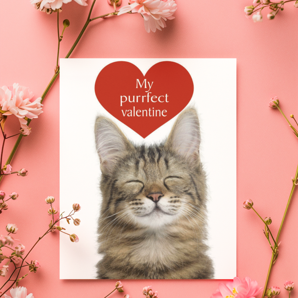 Purrfect Valentine Cat Greetings Card