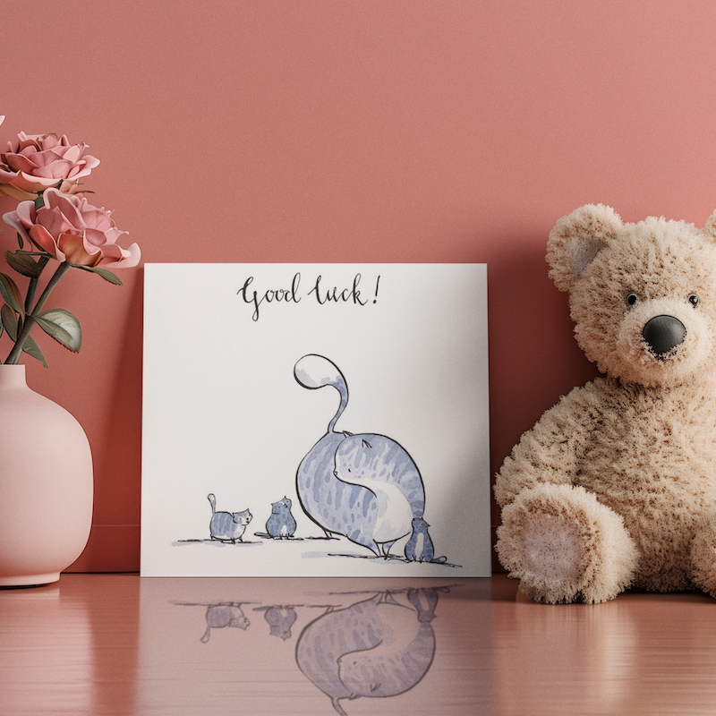 Good Luck Cat Greeting Card by Holly Surplice