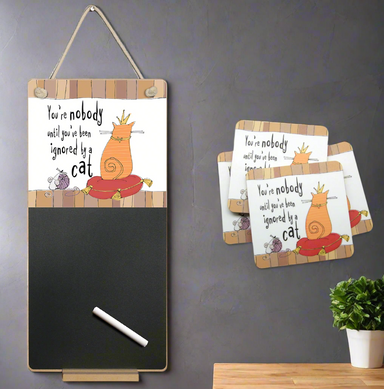 Ignored by the Cat Chalkboard & Chalk with Matching Coasters - Gift Set