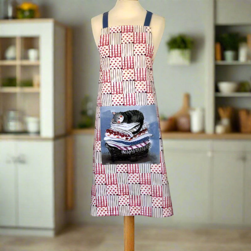 Cat Laundry Basket Double Oven Gloves, Apron and Tea Towel by Alex Clark - Gift Set