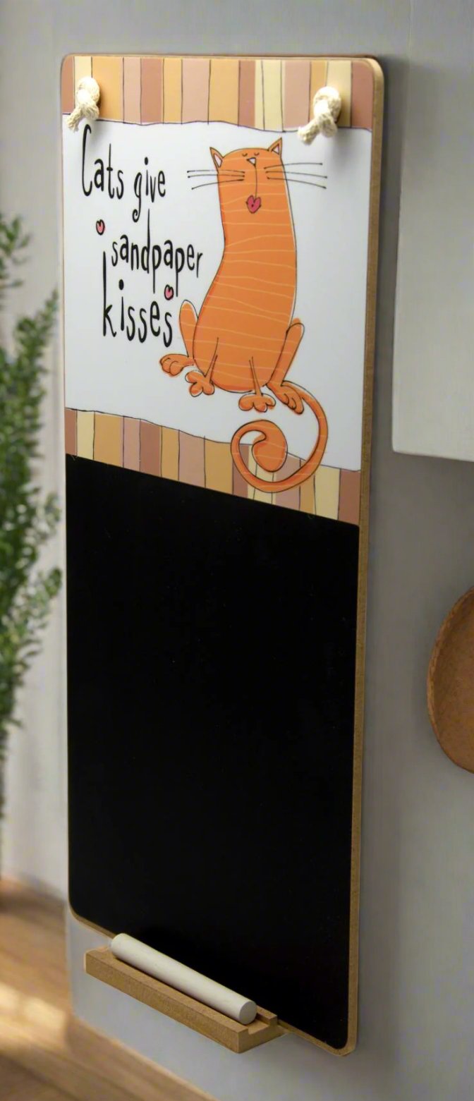 Sandpaper Kisses Cat Chalkboard & Chalk with Matching Coasters - Gift Set