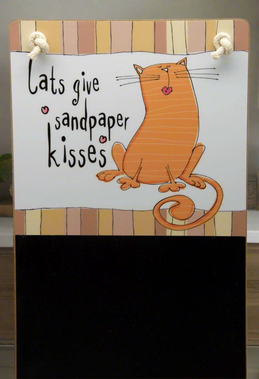 Sandpaper Kisses Cat Chalkboard & Chalk with Matching Coasters - Gift Set