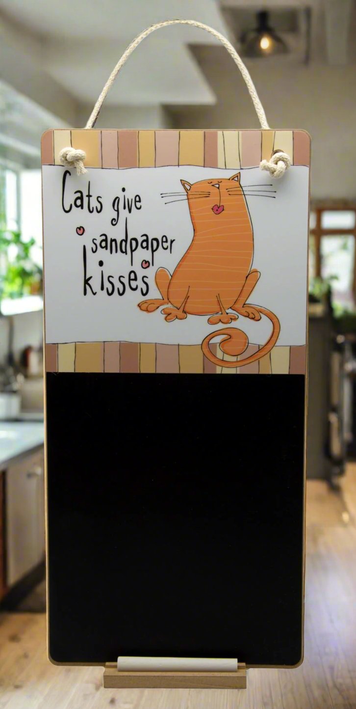 Sandpaper Kisses Cat Chalkboard & Chalk with Matching Coasters - Gift Set