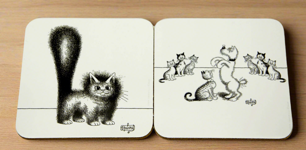 Dubout Cats - Set of 6 Black & White Cat Coasters