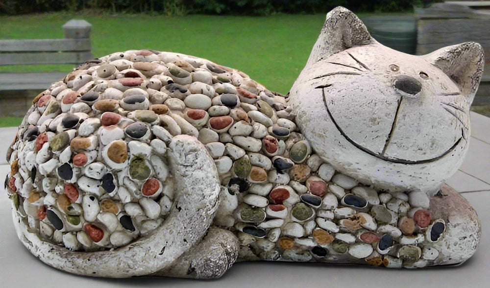 Mosaic Polystone Laying Cat Ornament