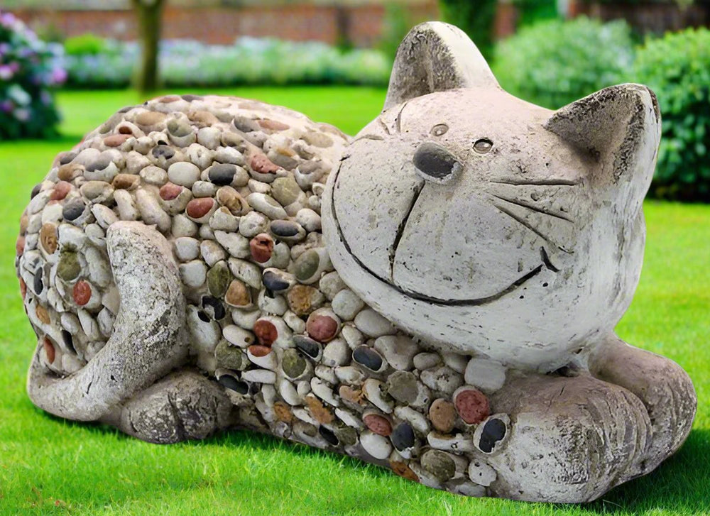 Mosaic Polystone Laying Cat Ornament