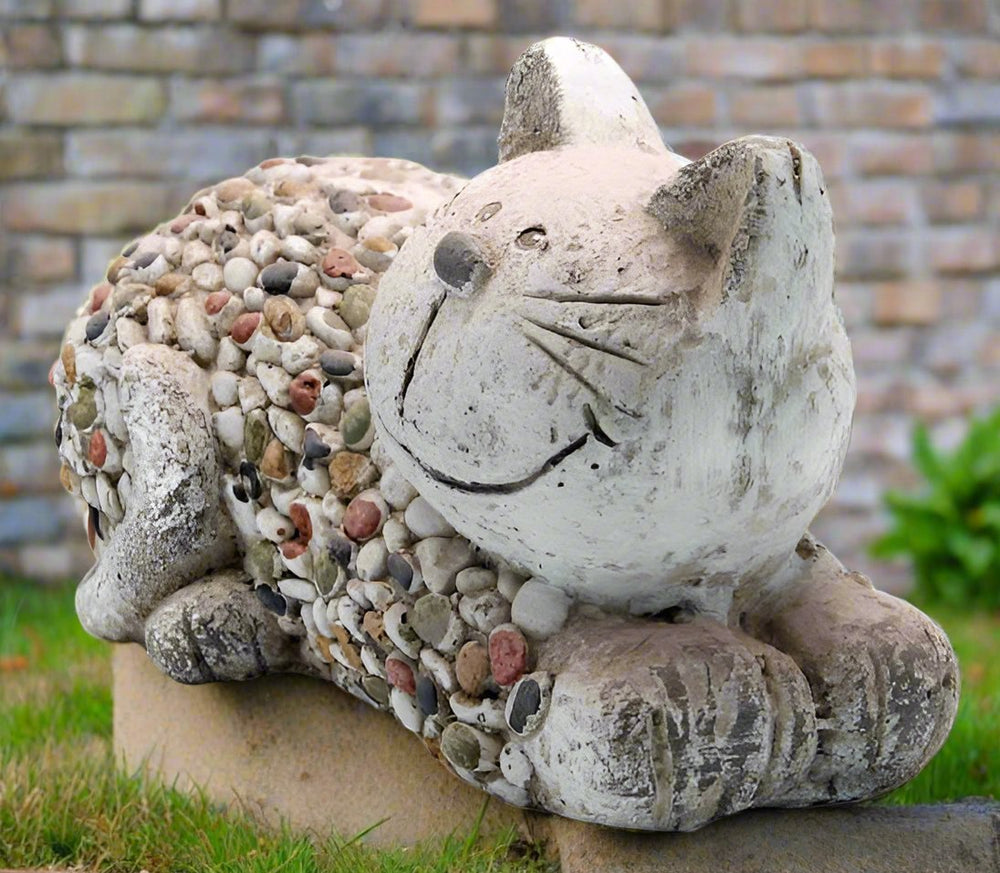 Mosaic Polystone Laying Cat Ornament