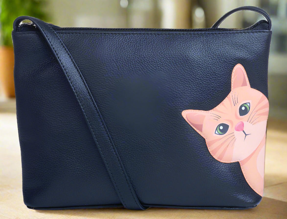 Mala Leather Cleo the Cat Matinee Cross Body Bag Black