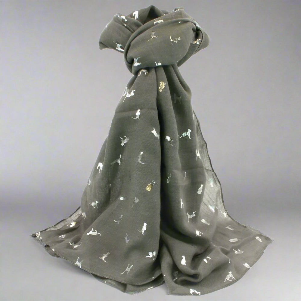 Grey Biccari Cat Foil Scarf