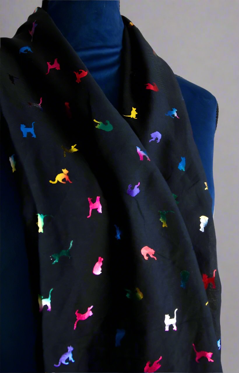 Multicolour Biccari Rainbow Cat Foil Scarf