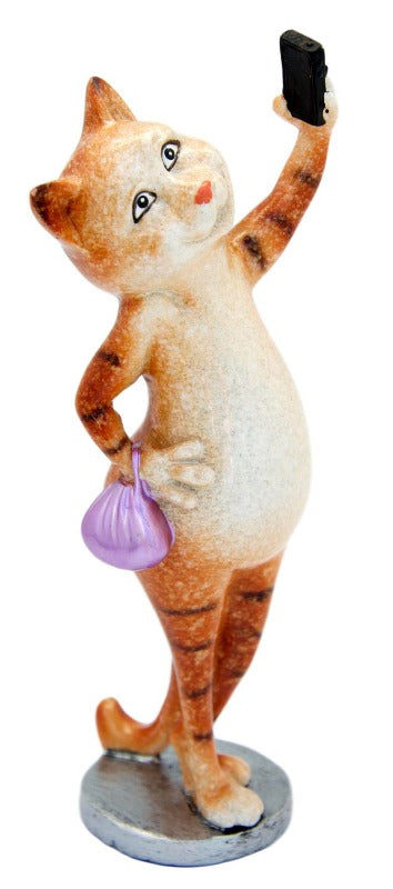 Ginger Cat Taking Selfie Ceramic Ornament