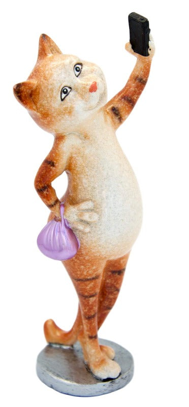 Ginger Cat Taking Selfie Ceramic Ornament