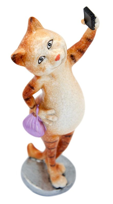 Ginger Cat Taking Selfie Ceramic Ornament