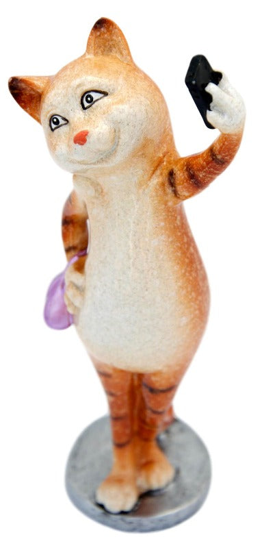 Ginger Cat Taking Selfie Ceramic Ornament