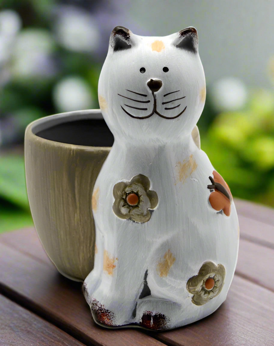 Small Ceramic Cat Planter