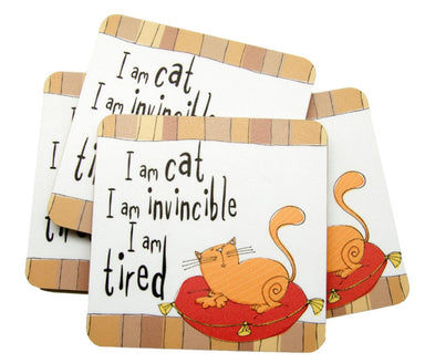 Cat Invincible Set of 4 Cat Coasters