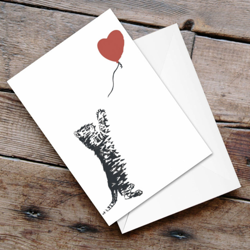 Cat with Balloon Cat Greeting Card