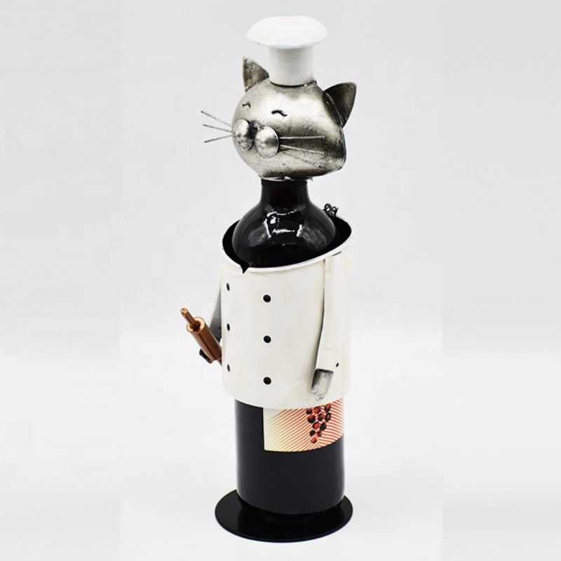 Chef Metal Cat Wine Bottle Holder