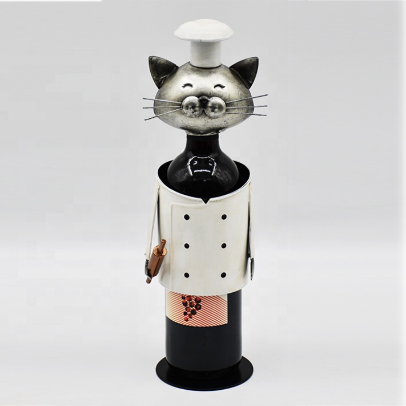 Chef Metal Cat Wine Bottle Holder