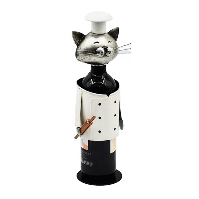 Chef Metal Cat Wine Bottle Holder