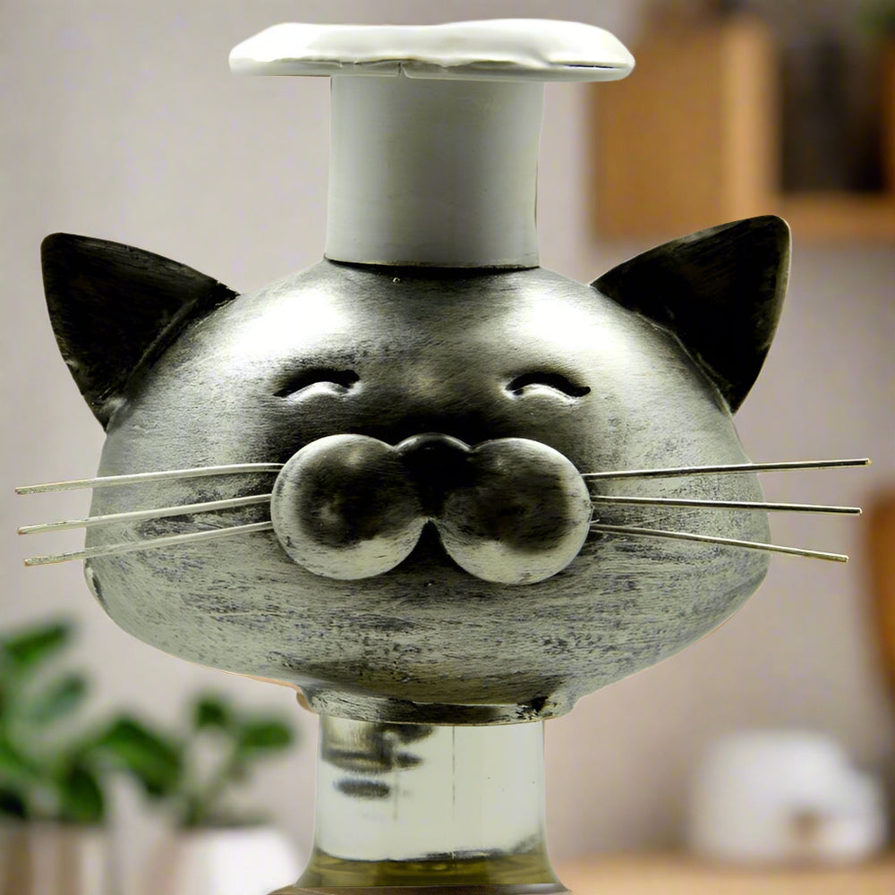 Chef Metal Cat Wine Bottle Holder