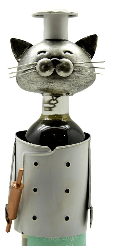 Chef Metal Cat Wine Bottle Holder