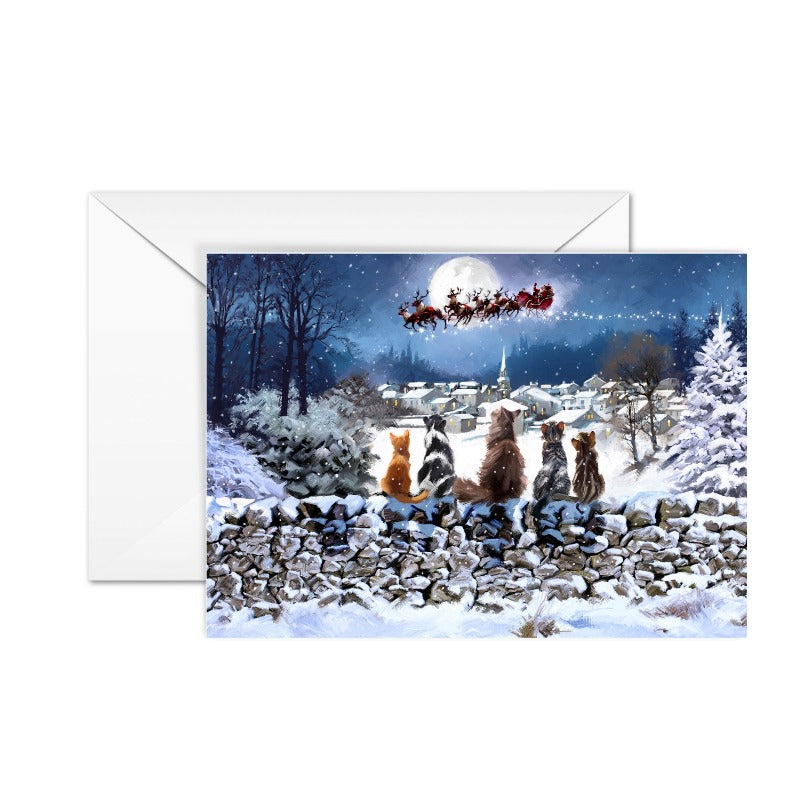 Set of 6 Richard Macneil Christmas Cats Christmas Card