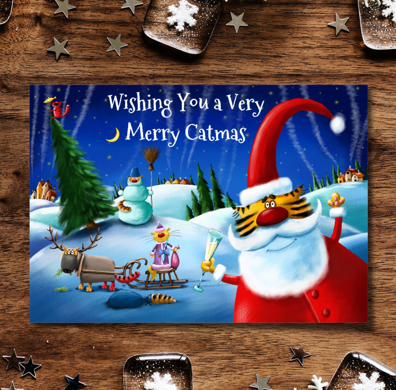 Merry Catmas Cat Christmas Card