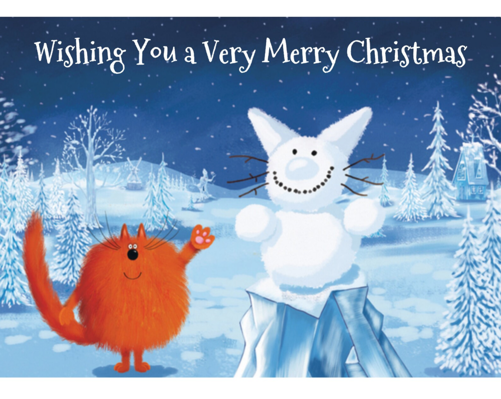 Merry Christmas From Charlie and the Snowcat Cat Christmas Card