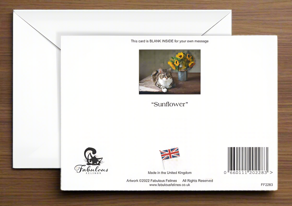 Sunflower - Cute Tabby Cat Greeting Card