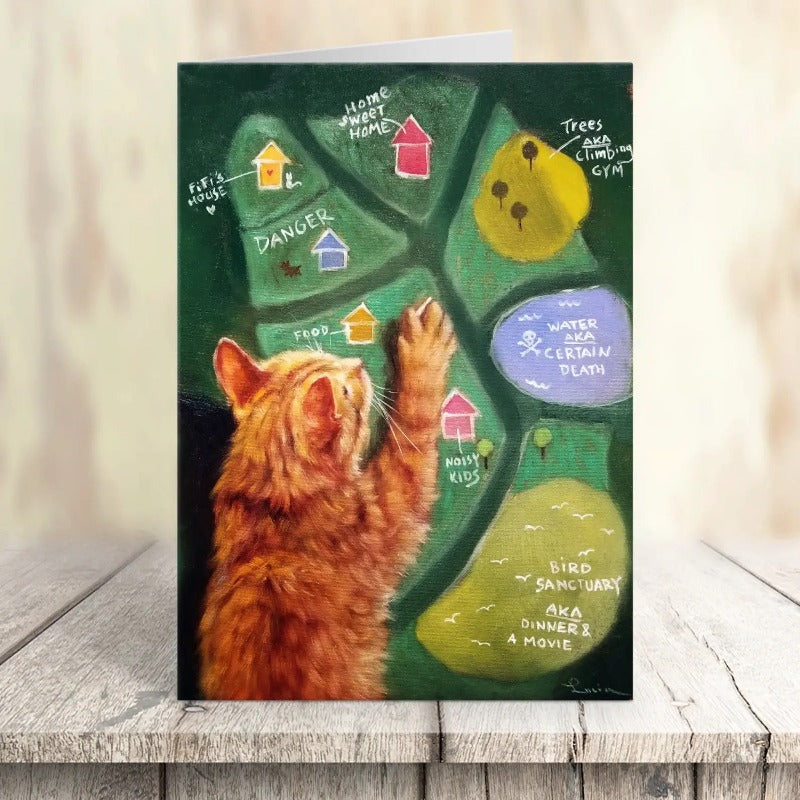 The Catographer by Lucia Heffernan Cat Greeting Card