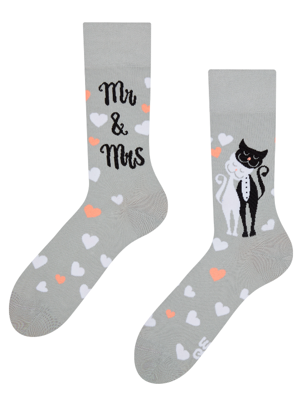 Mr & Mrs Wedding Cat Regular Odd Socks