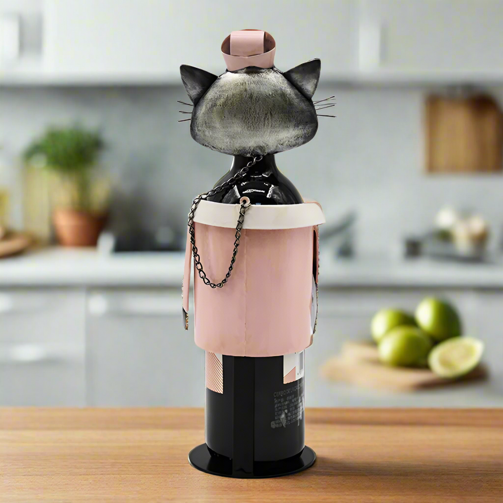 Nurse Metal Cat Wine Bottle Holder