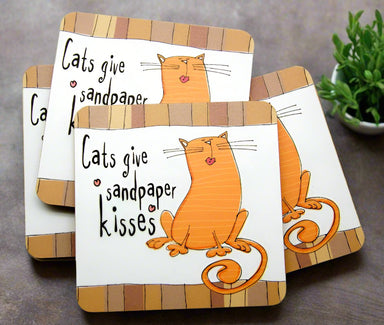 Sandpaper Kisses Set of 4 Cat Coasters