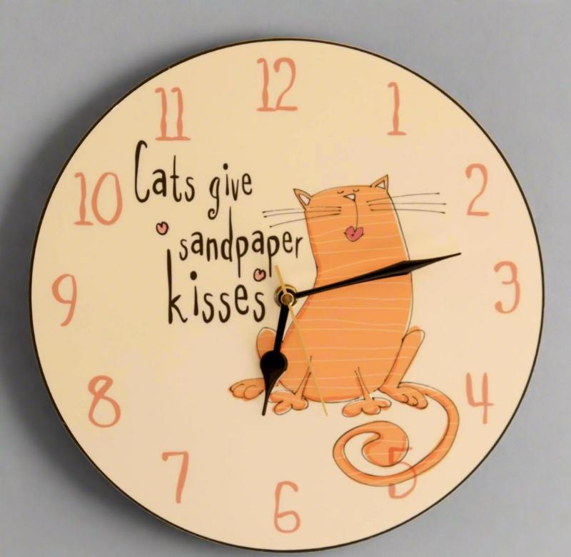 Sandpaper Kisses Cat Clock