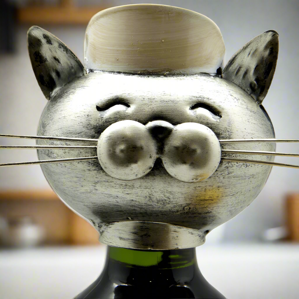 Waitress Metal Cat Wine Bottle Holder