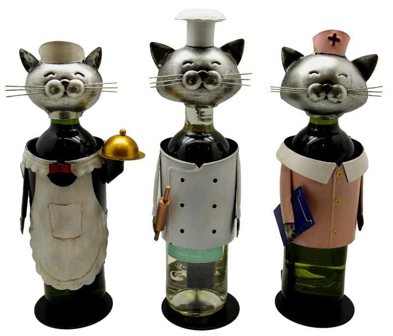 Chef Metal Cat Wine Bottle Holder