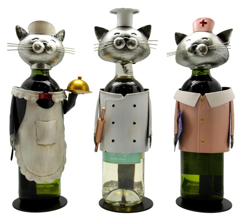 Chef Metal Cat Wine Bottle Holder