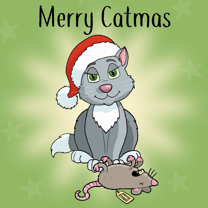 Merry Catmas Funny Cat Christmas Card by Michael Canine Purrfect Cat Gifts