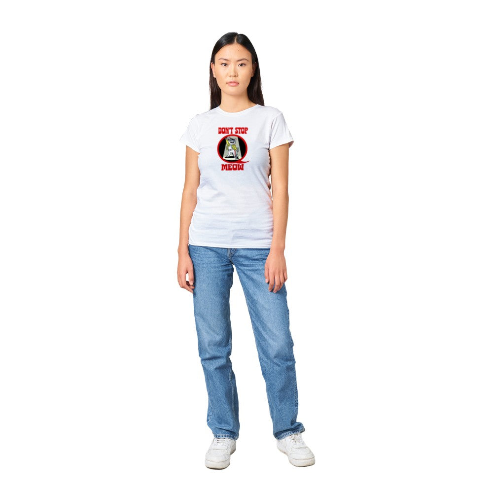 Don't Stop Meow, Freddie Mercury Inspired Cat Themed Ladies T-Shirt